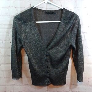 Limited Sheer   Silhouette Whimsigoth Button Down  Cropped  Evening  Top  S